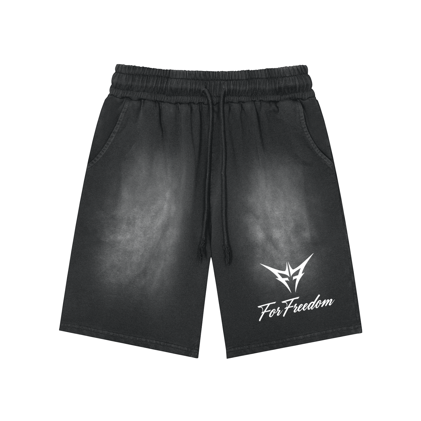 Rectangle Patch Monkey Washed Shorts